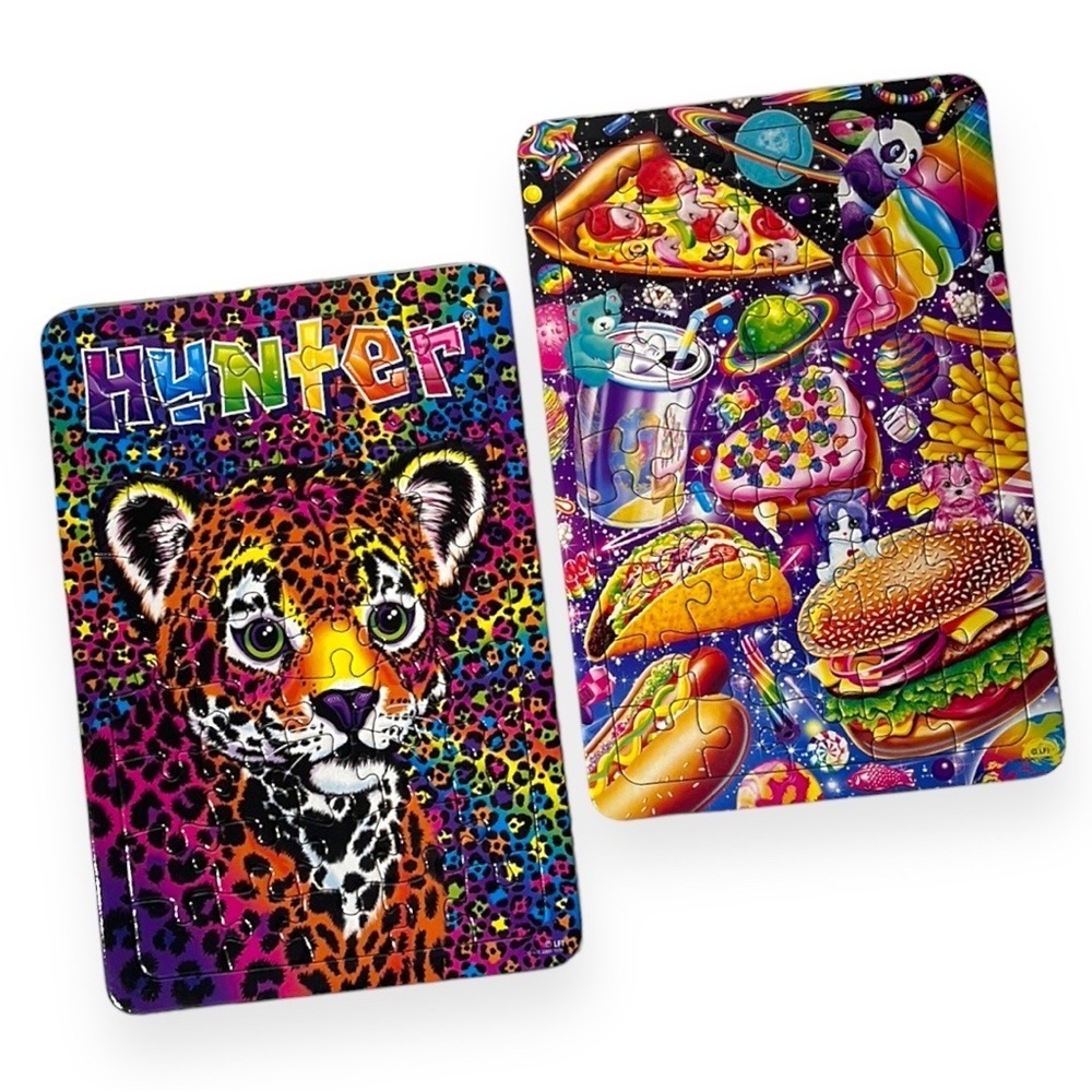 Lisa Frank Jigsaw‎ Mini Puzzle LEOPARD Junk Food KITTEN Puppy Dog Bears Lot of 2